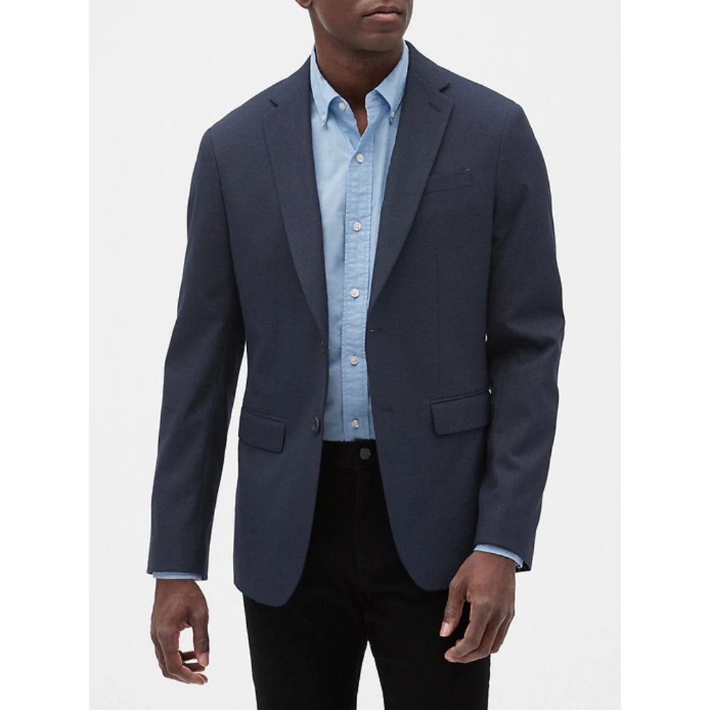 Banana Republic Navy Textured Knit Blazer 44R